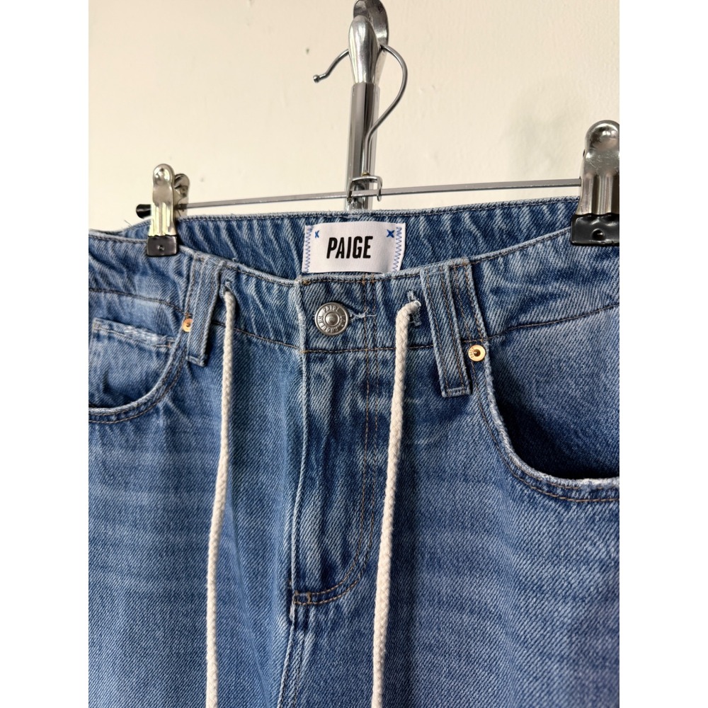 PAIGE Zoey Wide Leg Jeans Blue Coastline Drawstring High Rise 26 - Picture 3 of 8